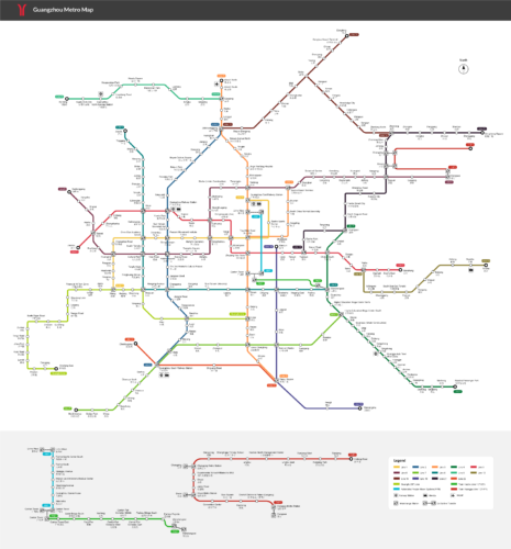 Mapa do metrô de Guangzhou 2024