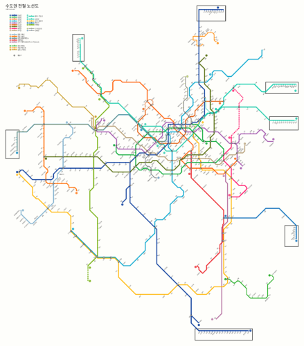 Mapa do metrô de Seul em coreano, ano 2023