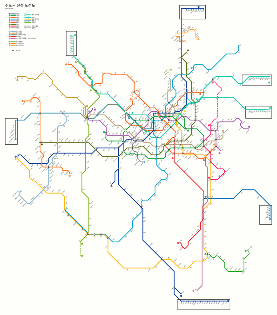 Mapa metro Seül en coreà, any 2023