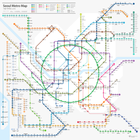 Mapa do metrô de Seul em inglês, ano 2024