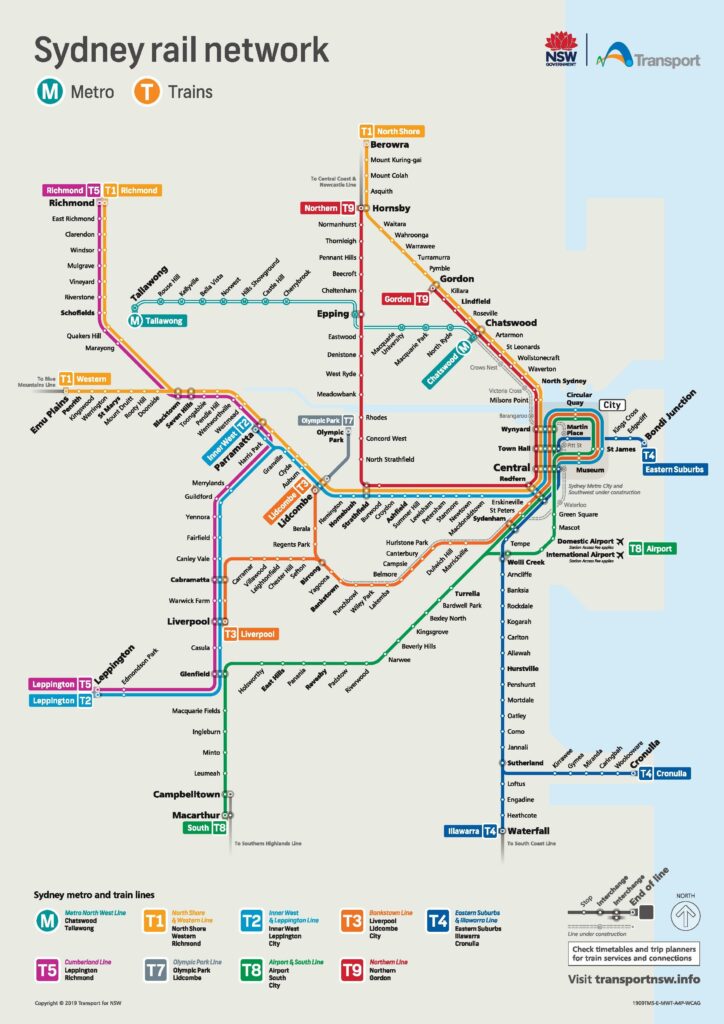 Mapa metra w Sydney