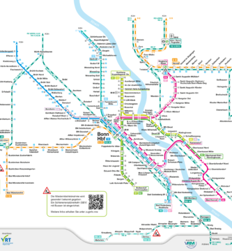 Mapa del metro ligero de Bonn.